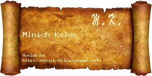 Minich Kolos névjegykártya